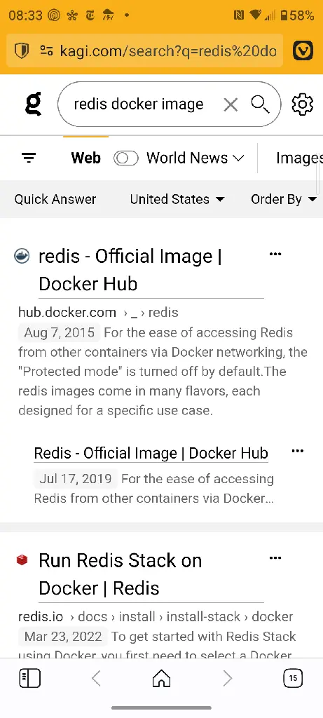 kagi search results with image link first