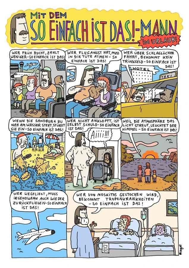 Ein Comic, der die &quot;So einfach ist das&quot; Attitüde satirisch überspitzt. 