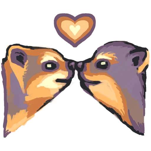 illustration of two hyrax animals booping noses affectionately with a heart over their heads.