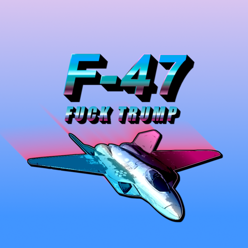 Text saying "F-47 FUCK TRUMP" with a sketched jet fighter underneath