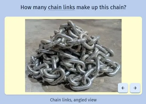 A screenshot of the game Estimate Me with a chain curled up on the ground