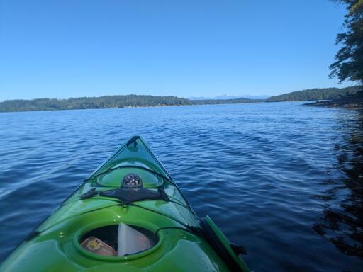 green kayak on the Puget Sound