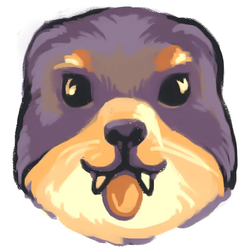 a stylized illustration of a hyrax head with it's tongue sticking out in a cute and silly expression.