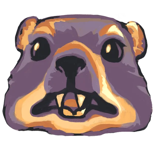 a stylized illustration of a hyrax head with a concerned and confused facial expression