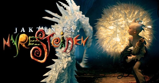 Poster for "Body Troopers" showing the Norwegian title, meaning "The Hunt for the Kidneystone", written in an early CGI style meant to evoke bodily organs. The white blood cell played by Benjamin Helstad stands next to a kidney stone.