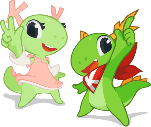 Graphics of Katie and Konqi
